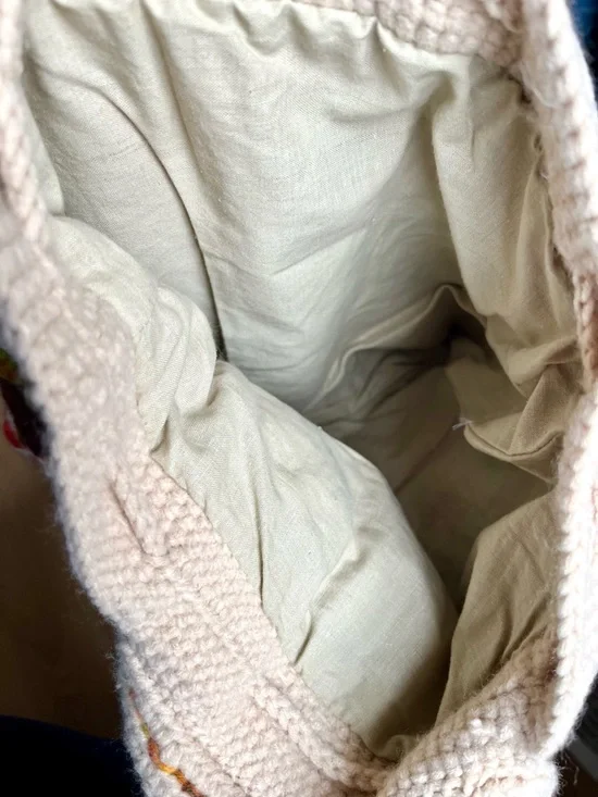 Handcrafted Cream Multicolor Crochet Backpack - Picture 7 of 8